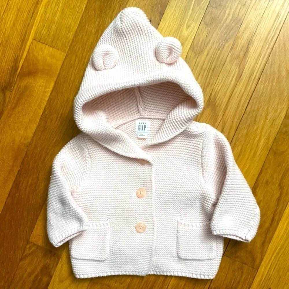 Baby Gap Knit Hooded Cardigan Sweater 0-3M